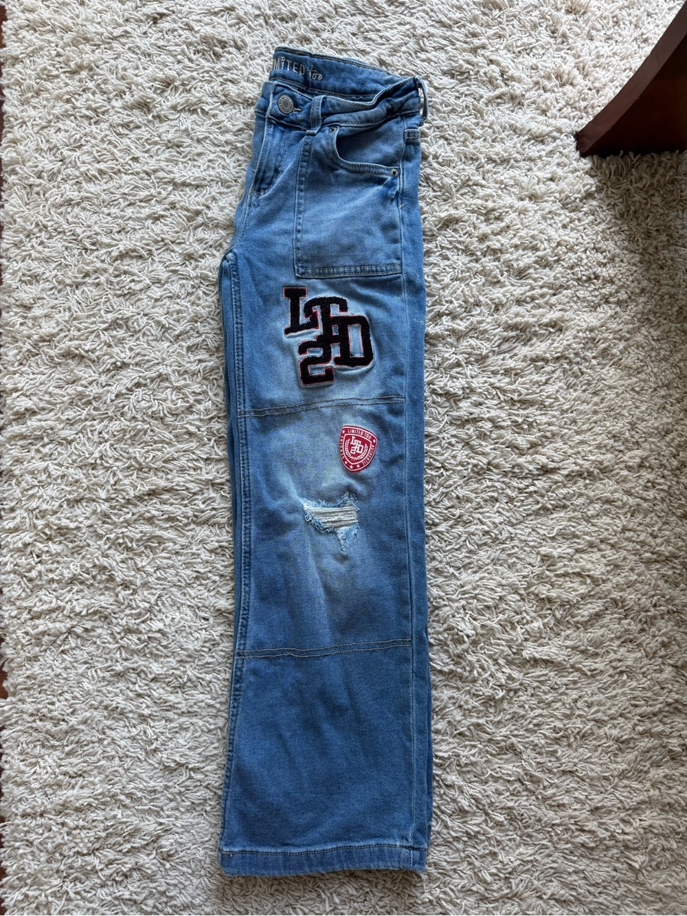 Limited Too Girls Blue Embroidered Patch Jeans